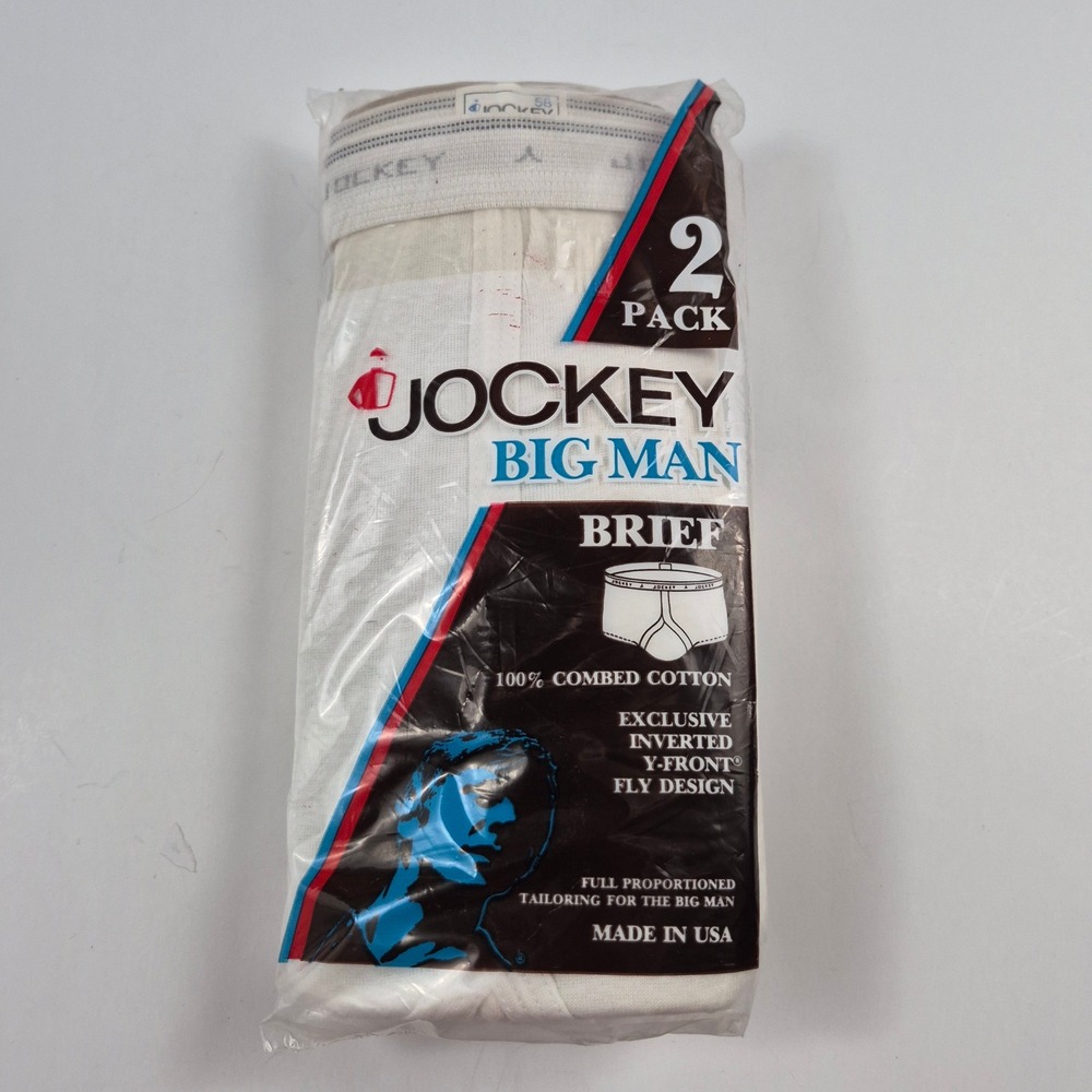 Vintage Jockey Big Man Briefs 2 Pack White Cotton Y-Front Size 58 Dead Stock